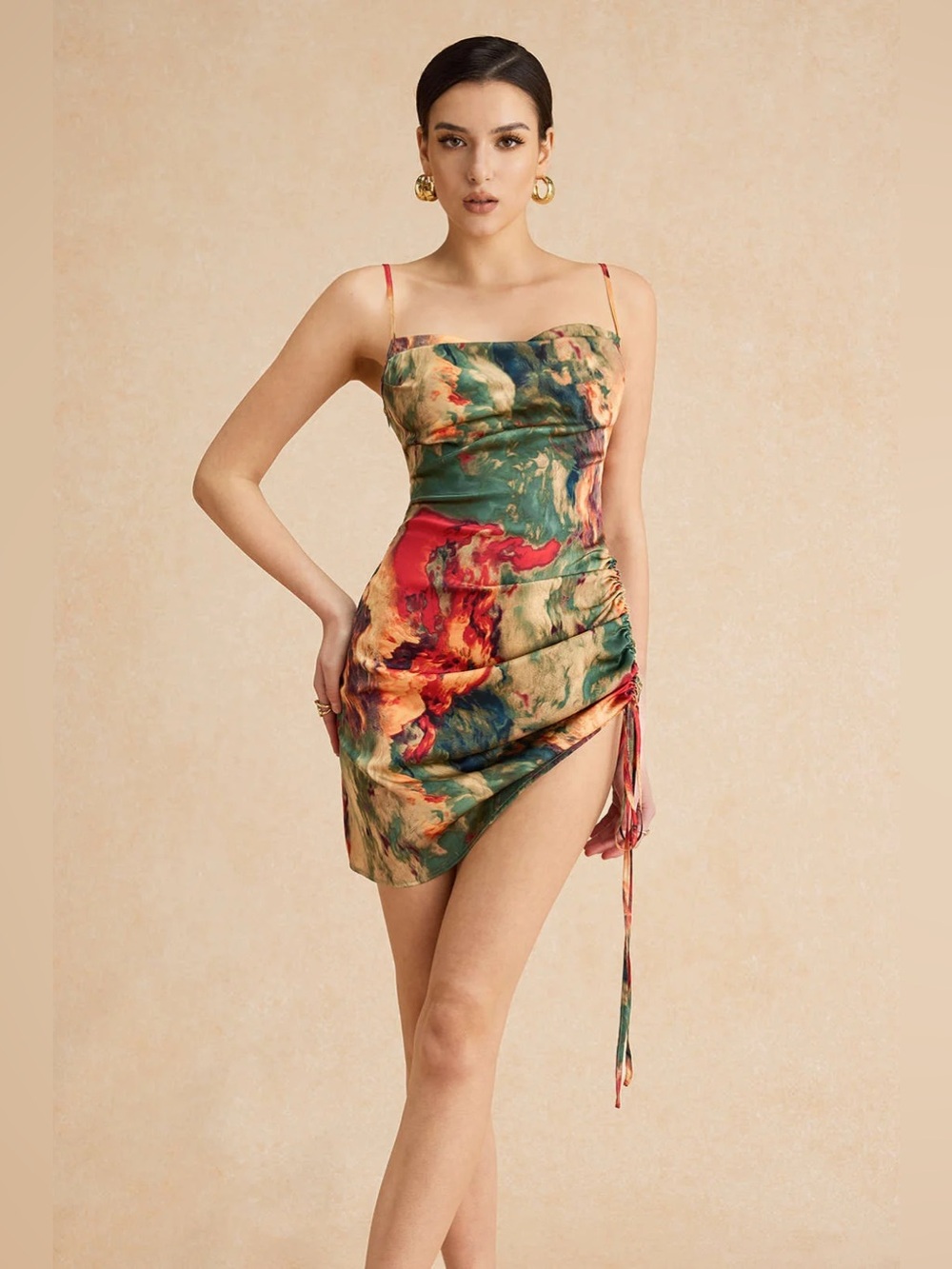Commense Silky Ruched Slip Dress XS NWT